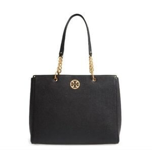 Tory Burch Everly Black Leather Tote Bag